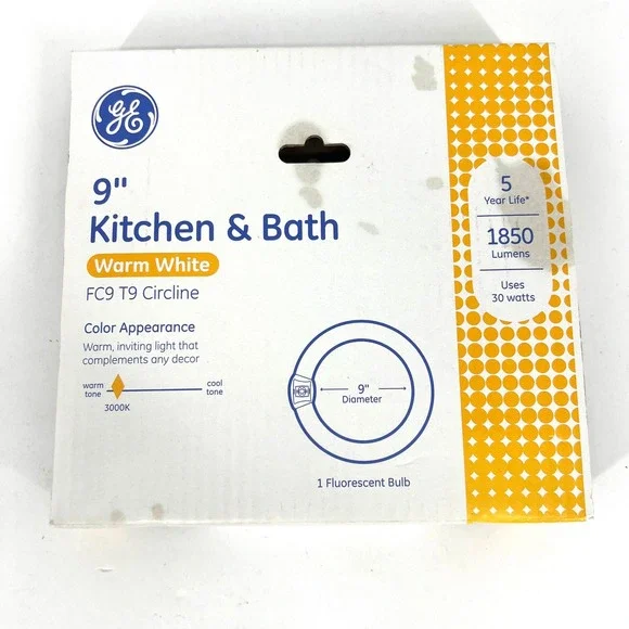 GE 9 Inch Kitchen‎ & Bath Warm White FC9 T9 Circline Fluorescent Light Bulb 30W - Picture 2 of 9